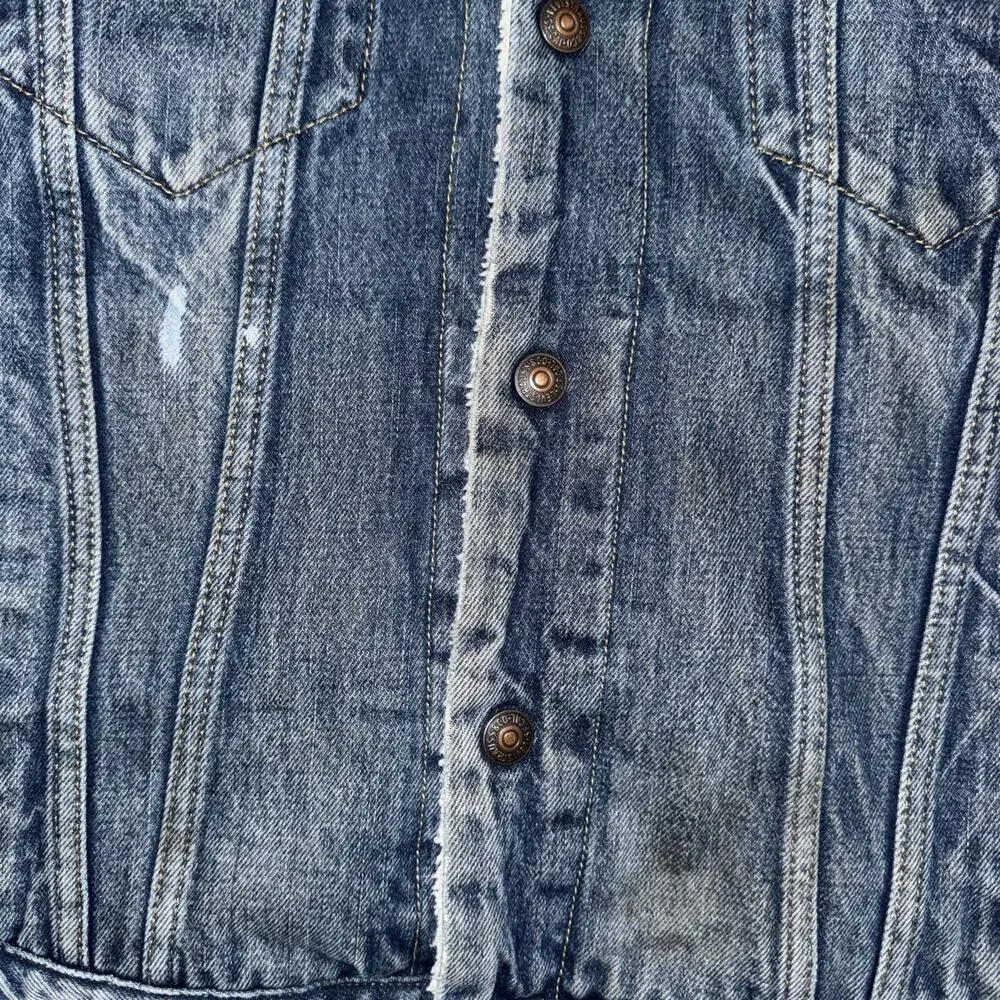Levi’s Sherpa Lines Denim Jacket Medium Dark Blue 22x24 Honeycomb Fade